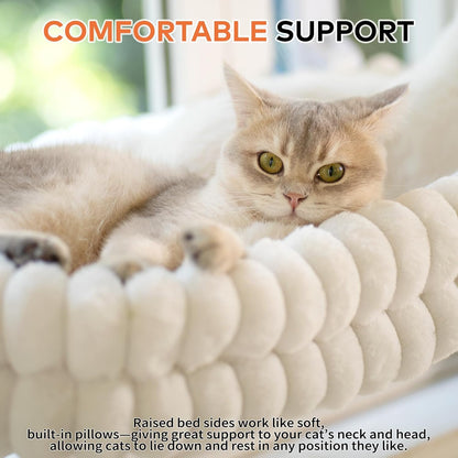 CHEERPALS Cat Window Perch for Indoor Cats Hammock for Window with Reversible Cushion, Foldable Cat Window Bed for Large Cats and Kittens(White,Medium)