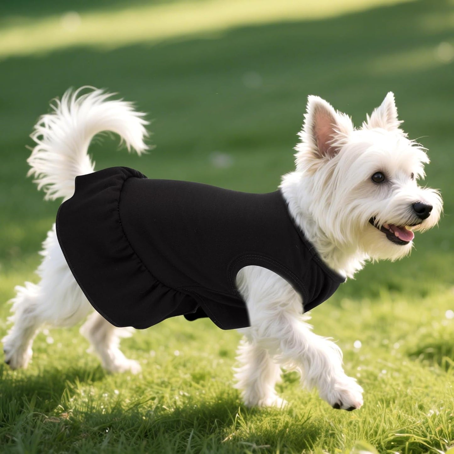 2 Pcs Dog Dresses Cat Skirt Solid Color Dog Clothes Summer Sleeveless Puppy Girl Clothes for Small Pet Dogs Cats (Black,Red, Small)