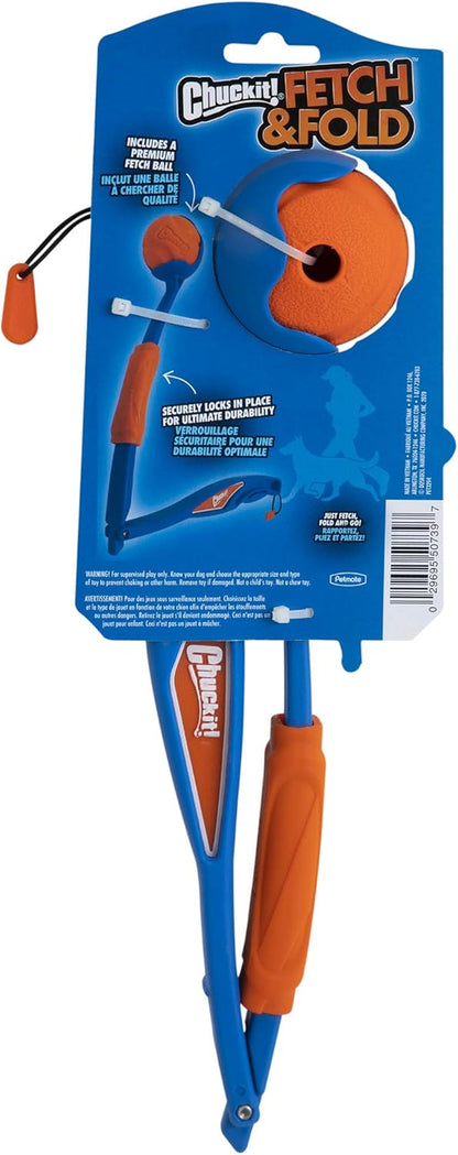 Chuckit! Fetch & Fold 25M Dog Ball Launcher, 25" Length, Includes Medium Ball (2.5") For Dogs 20-60 Pounds
