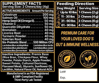 Dr. FD’s ProImmunix – Immune & Allergy Support for Dogs | Probiotic + Colostrum for Gut Health, Seasonal Itch & Skin Comfort | Natural Beef Flavor | 120 Soft Chews