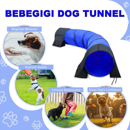 10 Foot Dog Agility Tunnel with Sandbags, 24 Inch Open Indoor Outdoor Dog Agility Training Equipment for Large Medium Small Dogs