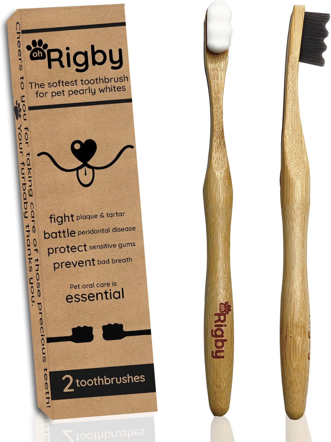 Dog Toothbrush- 10,000 Ultra-Soft Bristles for Sensitive Pet Teeth & Gums- Natural Bamboo Toothbrush for Comfortable, Gentle Deep Cleaning