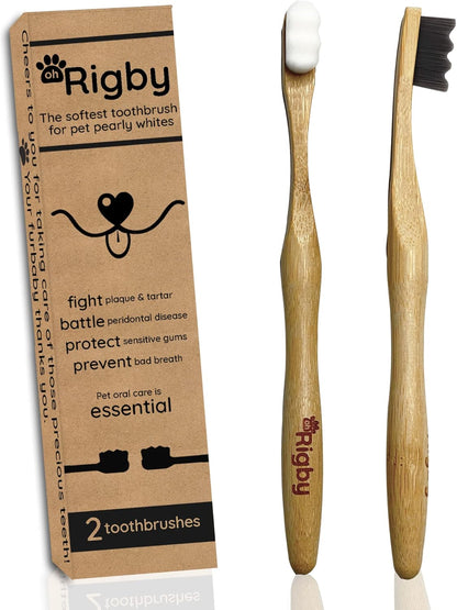 Dog Toothbrush- 10,000 Ultra-Soft Bristles for Sensitive Pet Teeth & Gums- Natural Bamboo Toothbrush for Comfortable, Gentle Deep Cleaning