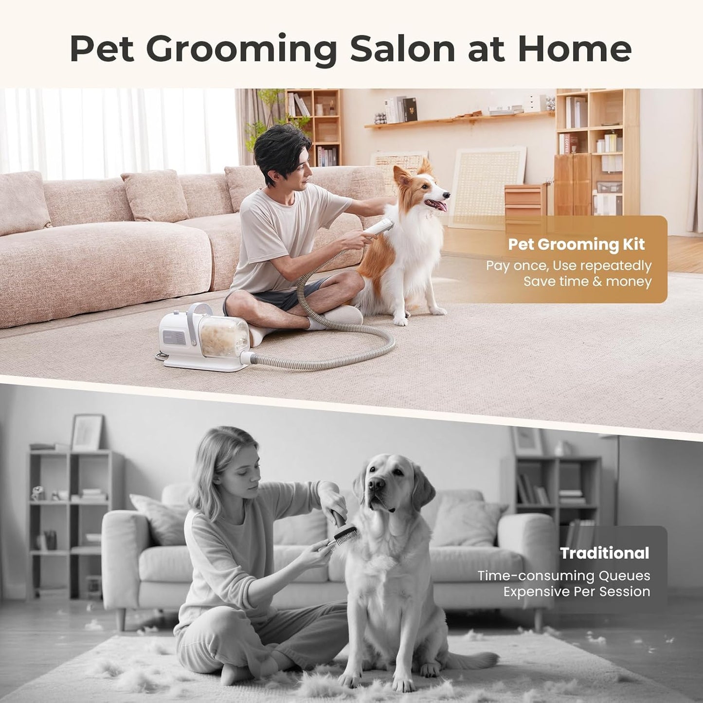 Pst Supplies Bundle:Pet Grooming Brush + Dog grooming vacuum & dryer