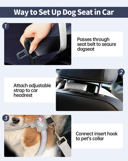 Medium Dog Car Seat for Medium Sized Dogs, Car Seat for Small Dogs with Side Zipper, Waterproof Dog Travel Bed in car with Storage Pockets Up to 25lbs, Memory Foam Filling for Max Support, Dark Blue