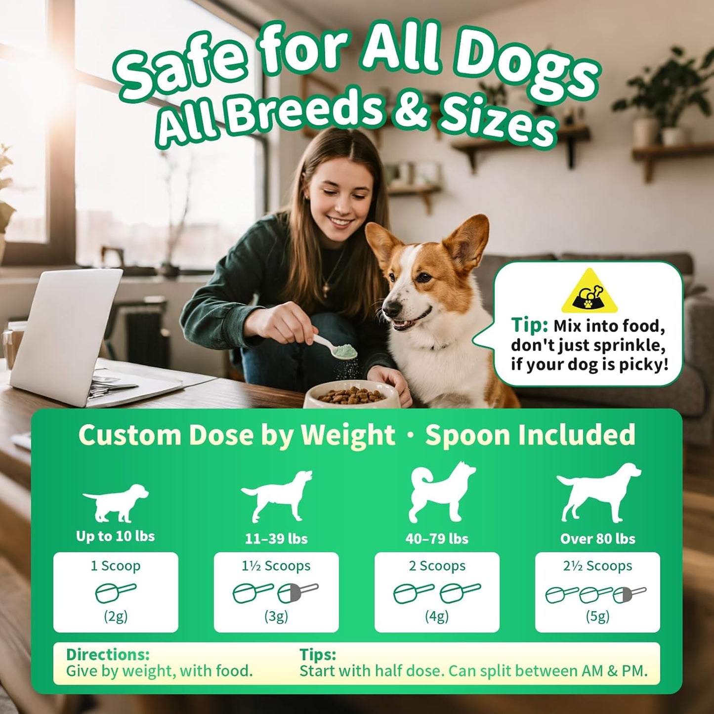 Dog Dental Powder – Teeth Cleaning Powder with 6B CFU Probiotics, Enzymes & Antioxidants, Plaque & Tartar Off, Fresh Breath Support, No Brushing Oral Care, Mint Chicken Flavor, 75 Servings