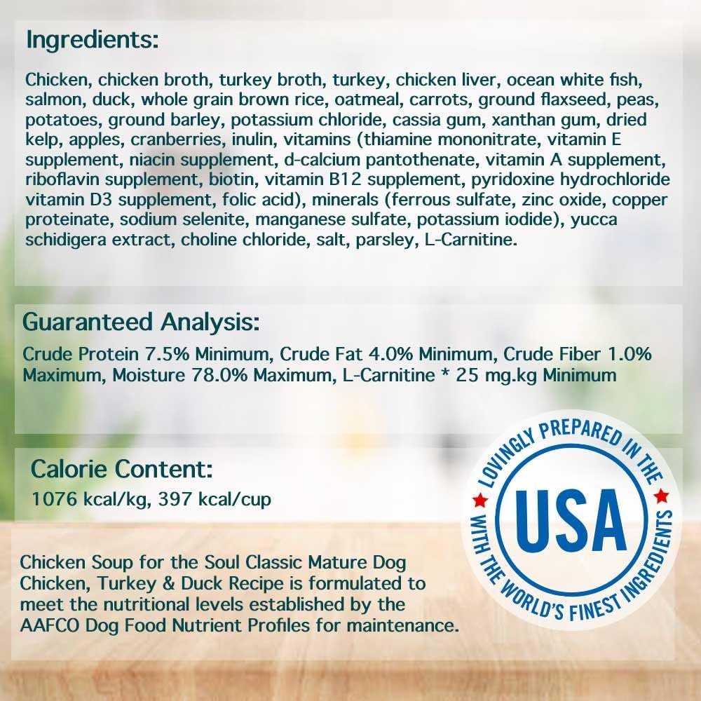 Chicken Soup for The Soul Pet Food - Classic Wet Dog FoodSoy Free, Corn Free, Wheat Free | Dry Dog Food Made with Real Ingredients No Artificial Flavors or Preservatives