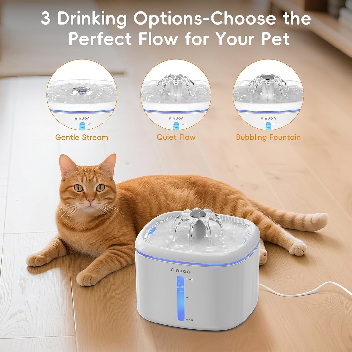 Cat Water Fountain,84oz/2.5L Pet Cat Fountain – Ultra Quiet Upgraded Automatic Pet Water Dispenser with 3 Replaceable Filters, Indoor Cat & Dog Drinking Bowl (W01Pro)