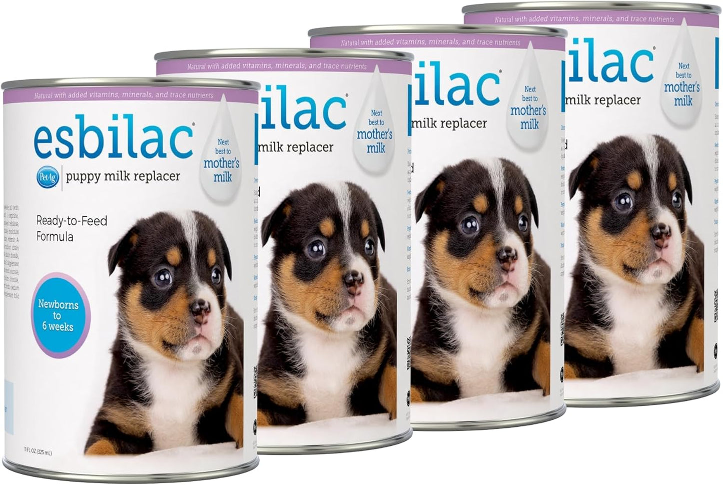 Pet-Ag Esbilac Puppy Milk Replacer Liquid - 11 oz, Pack of 4 - Ready-to-Feed Puppy Formula with Vitamins for Puppies Newborn to Six Weeks Old - Easy to Digest