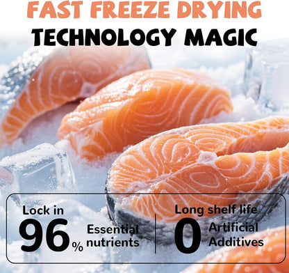 PAWUP Freeze Dried Salmon Dog Treats, Single Ingredient Raw Dog Food Toppers, Healthy Training Treats for Dogs,3.8 oz