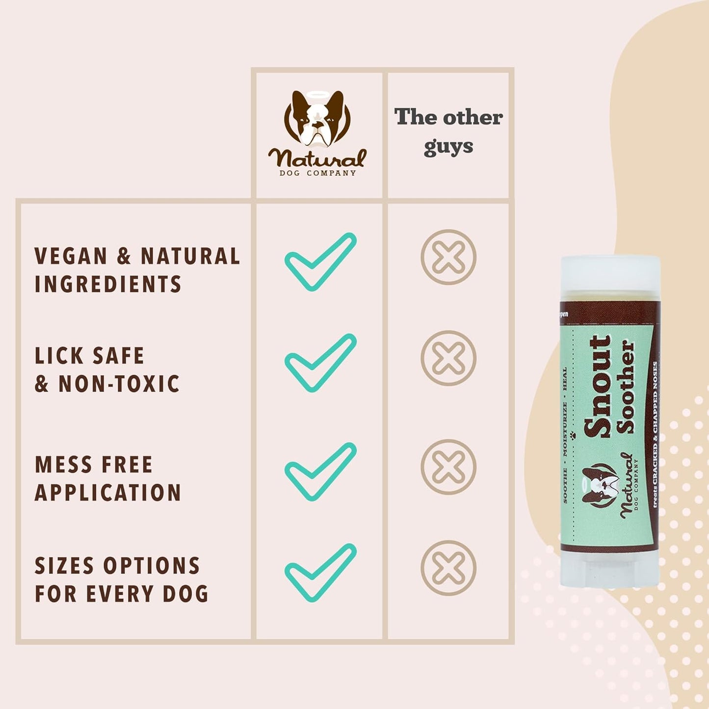 Natural Dog Company Snout Soother Travel Stick 0.15 oz – All Natural Dog Nose Balm for Dry, Cracked Snouts – Organic Moisturizing & Soothing Balm – Lick-Safe Mini Snout Care, Made in USA