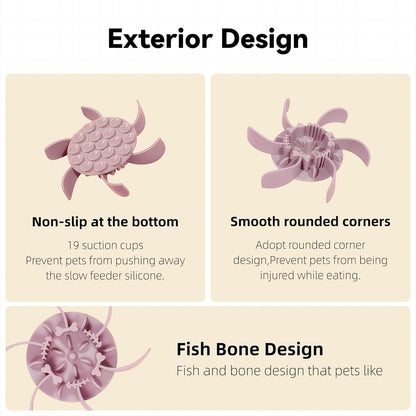 Slow Feeder Insert for 4.5"-7" Dog Bowl, Cuttable Silicone Maze with Suction Cups, Anti-Gulping Slow Eating Mat, Dishwasher Safe (Pink)