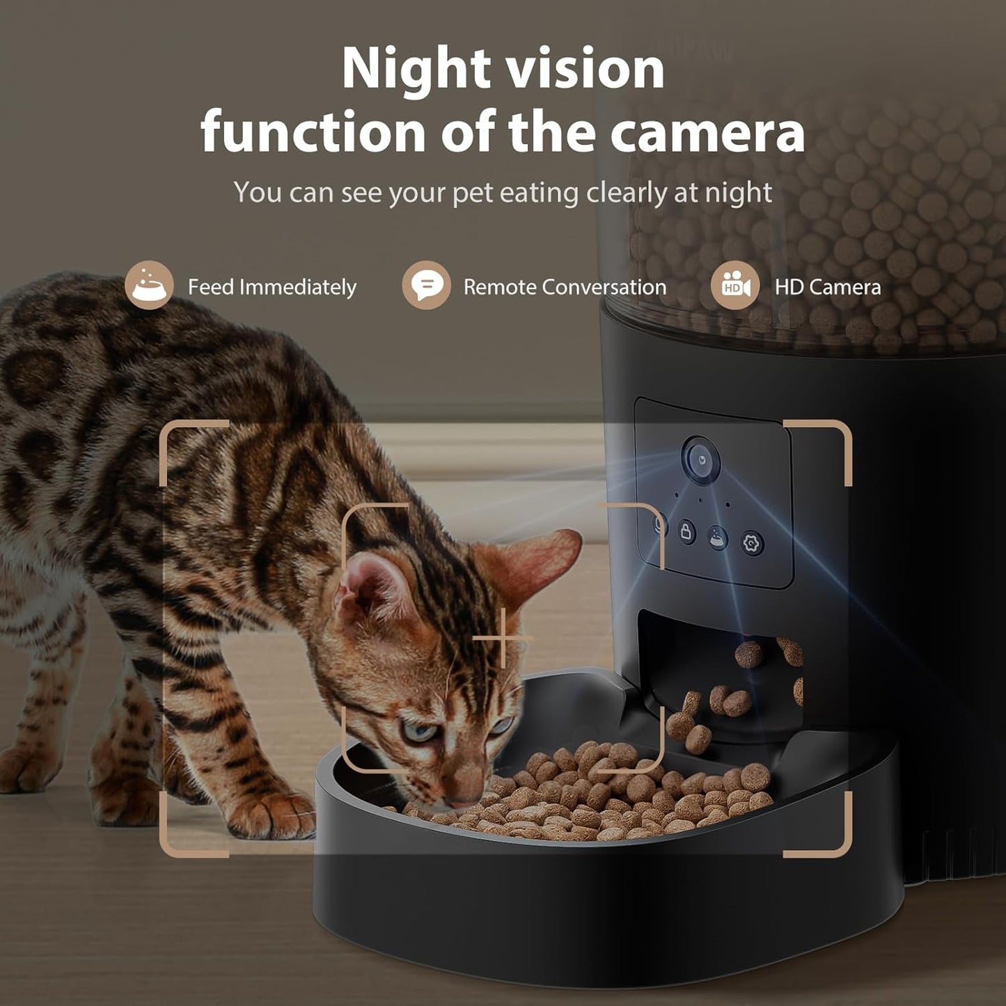 Automatic Cat Feeder with Camera and Water Fountain, 1080P HD AI Pet Recognition, APP Remote Control, Timed Food Dispenser, Two-Way Audio, Night Vision Function, 3L Fountains for Drinking with Filter