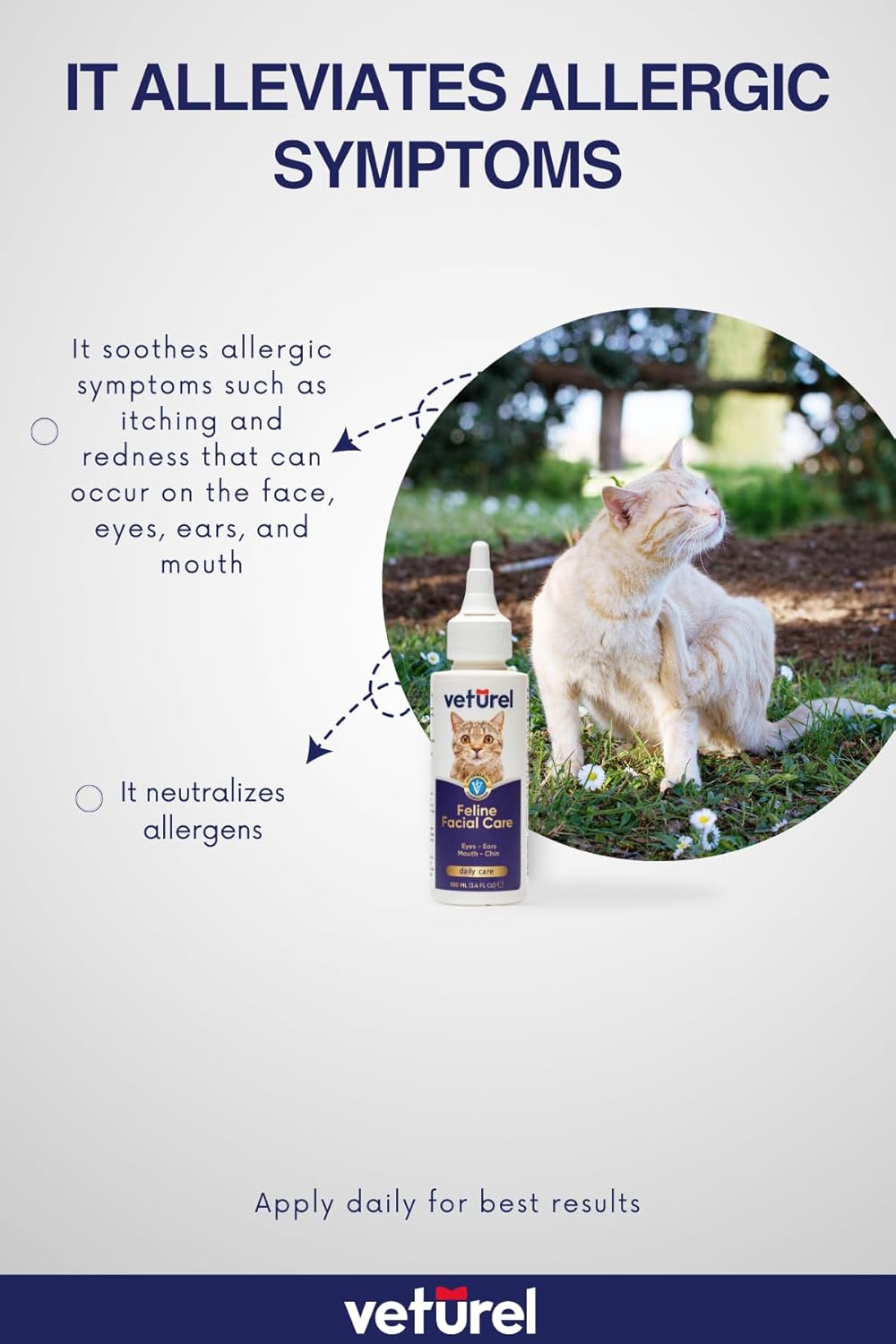 Natural Feline Facial Care - Cat Tear Stains Remover - Cat Acne - May Help with Cat Chin Acne - Cat Chin Blackheads - Gentle Ear and Eye Care - May Soothe Skin - 3.4 oz.