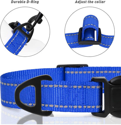 TagME Reflective Nylon Dog Collars, Adjustable Classic Pet Collar with Quick Release Buckle for Extra Small Dogs, Royal Blue, 5/8" Width