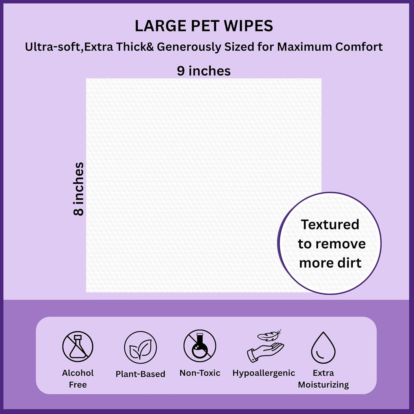 Aurora Pet Grooming Wipes – 400 Extra-Large Wipes for Dogs & Cats | Plant-Based, Hypoallergenic & All-Natural | Alcohol, Paraben & Sulfate-Free | Lavender Scent