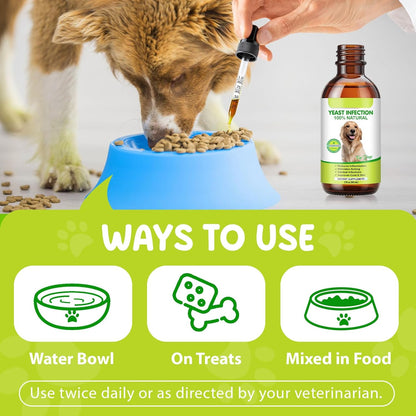 Natural Yeast Treatment for Dogs (2 Pack), Yeast Infection Treatment for Dogs, Supports Healthy Itch Relief, Dog Allergy Relief, Alleviates Itching, Improves Coat & Skin, Dog Herbal Supplement