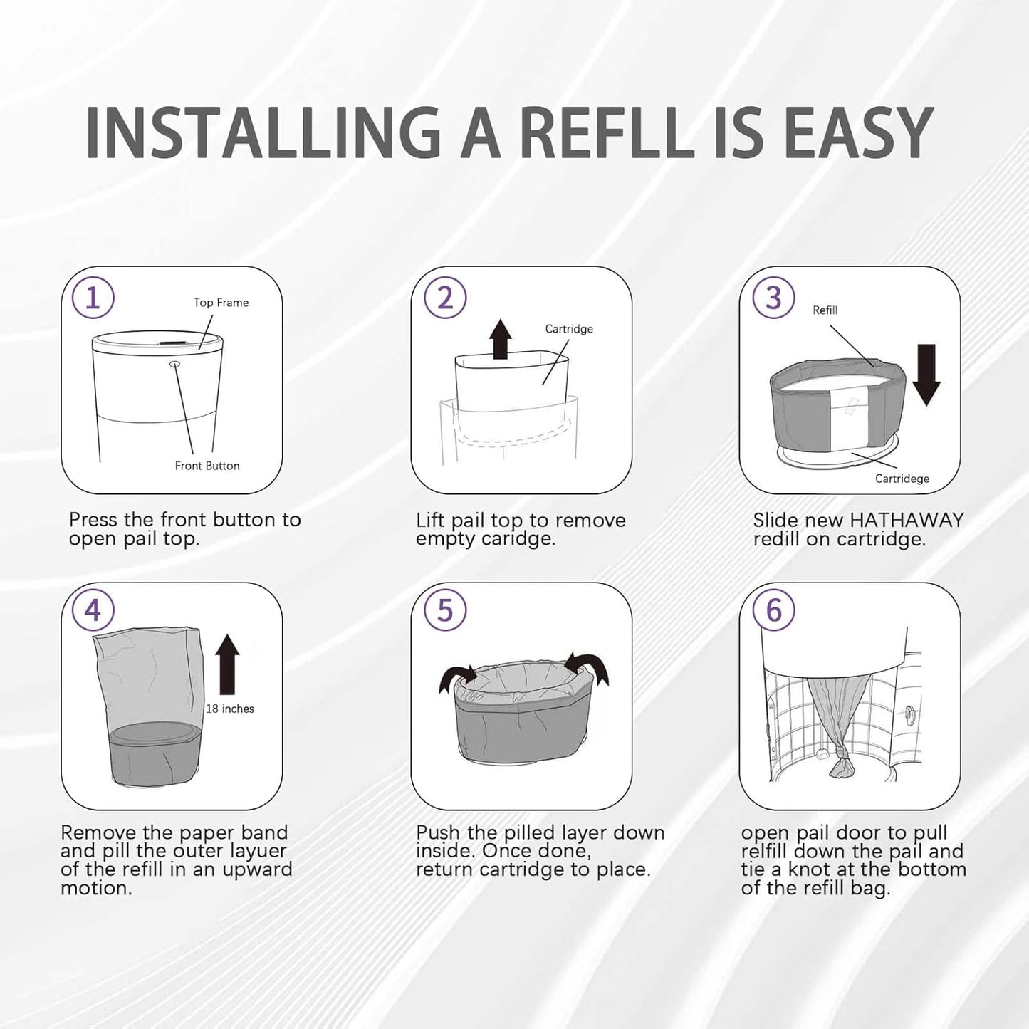 Litter Refill Bags Compatible with Litter Chanp, 4 Pack One 36 Foot Litter Waste Receptacle Refill Liners