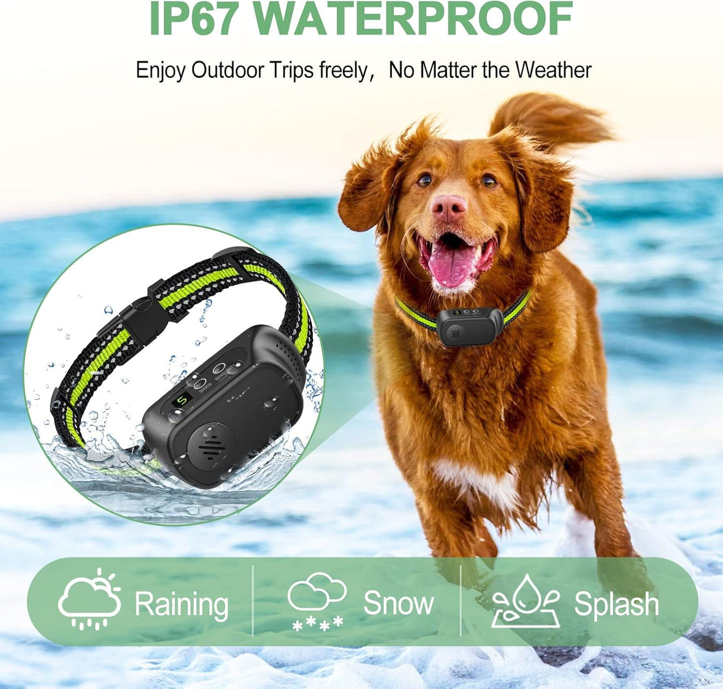 Rechargeable Dog Bark Collar with Beep Vibration and Shock,Anti Barking Collar for Small Medium Large Dogs, Humane Dog Training Device with 5 Adjustable Sensitivity Levels