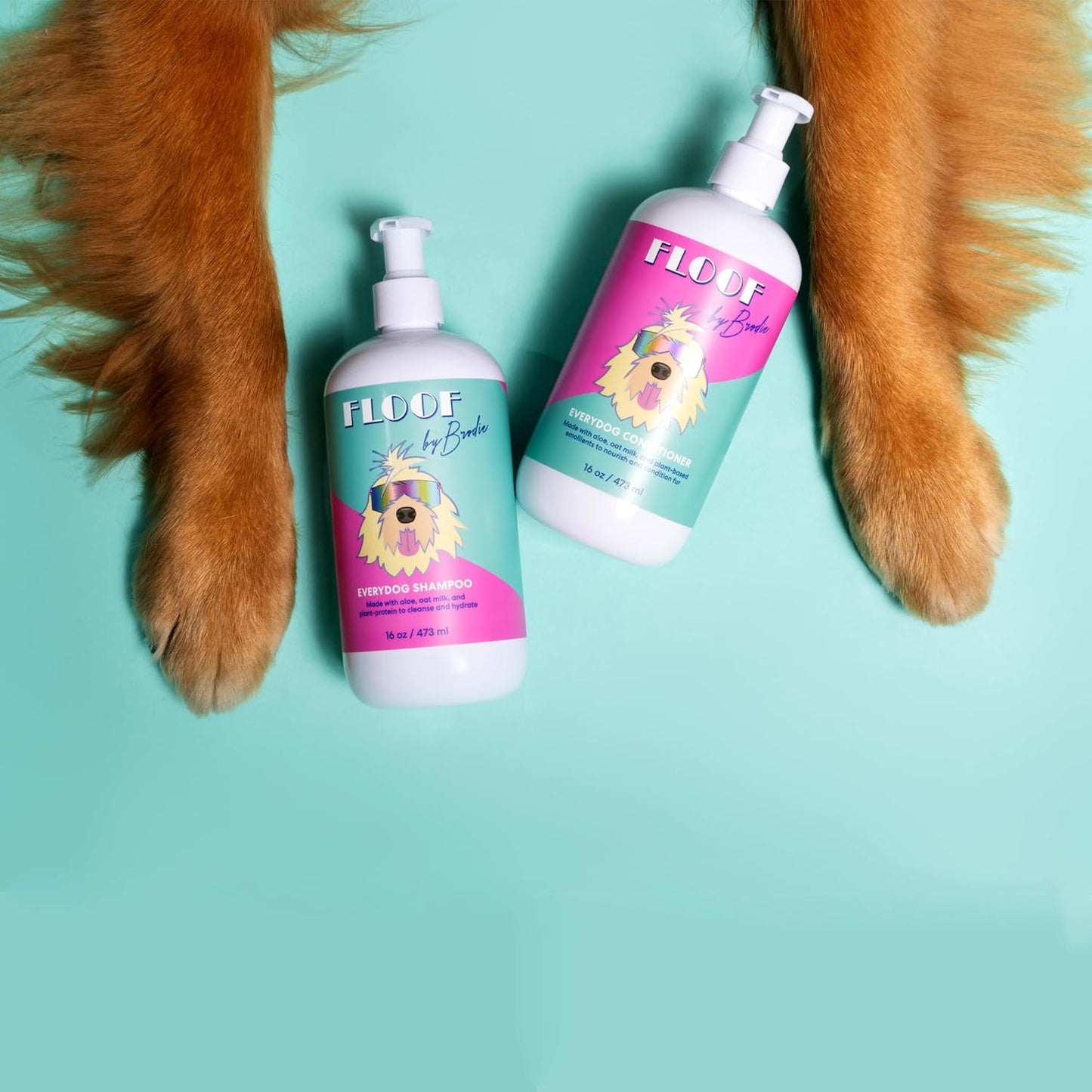 Floof by Brodie Everydog Nourishing Dog and Cat Conditioner for All Coat Types, Moisturizing and Detangling with Aloe, Oat Milk, Plant Based Emolients for Shiny Soft Smooth Coat (16 oz)