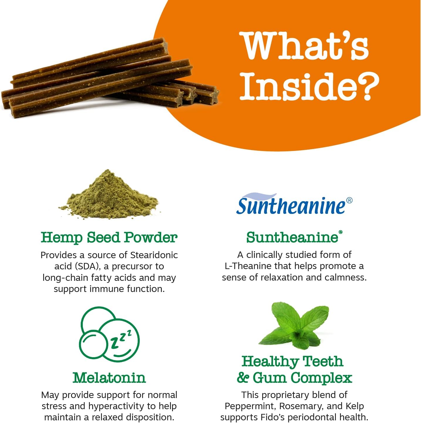 Zesty Paws OraStix for Dogs - Calming Dental Sticks for Stress with Hemp Melatonin Chamomile Dog Healthy Teeth and Gums Calm Composure for Fireworks and Thunderstorms - 25oz