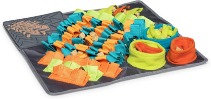 Messy Mutts Square 16" x 16" Forage and Lick Mat with Non-Slip Suction Cups | Stimulating Sniffing Interactive Puzzle for Dogs | Silicone Triangle Licking
