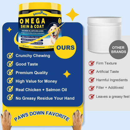 Probiotics & Salmon Fish Oil for Dogs Skin and Coat & Digestive Health