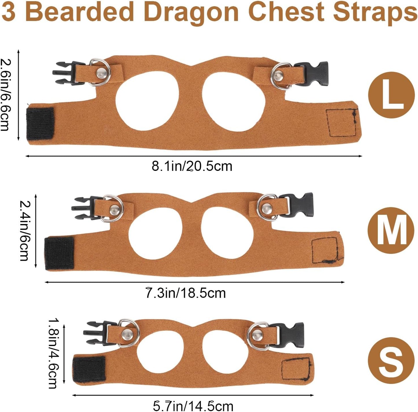 Bearded Dragon Leash & Harness Set, Adjustable Lizard Harness Cool Animals Accessories for Small Pet Animals Reptile Outdoor Safety Walking (S, M, L)