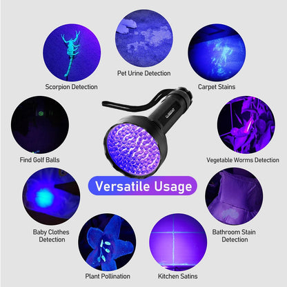 UV Flashlight Black Light, 100 LED Black Light Flashlight for Dog/Cat Pet Detector, Scorpions Finder