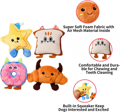 DODODOLA Small Dog Toys Squeaky Durable Push Puppy Toys for Chewing with Crinkle Paper for Small Medium Dogs