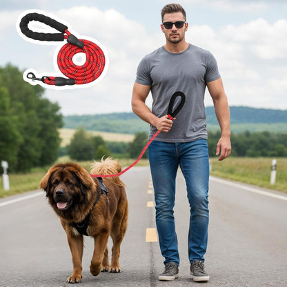 12 Pack Rope Dog Leash, 5.2FT Nylon Pet Leash with Reflective Thread, Soft Padded Handle Thick for Large Medium Dogs Small Puppy