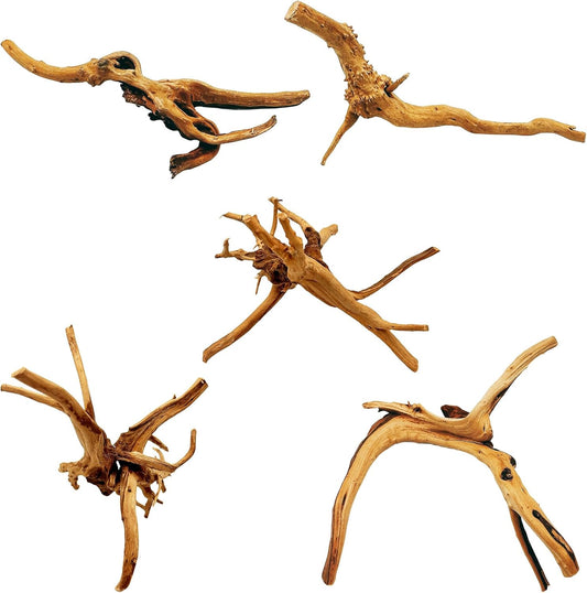 Hamiledyi 5PCS Driftwood for Aquarium 7-9in Natural Reptile Spider Wood Assorted Branches Aquarium Decoration Fish Tank Ornament Decor