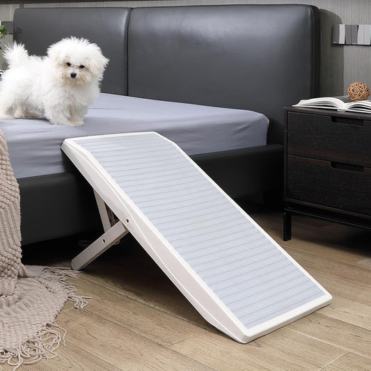 Dog Ramp with Adjustable Height, 31.5" Pet Ramp for Bed, Couch, Car, Small to Large Dogs, Non-Slip Surface, Portable & Lightweight