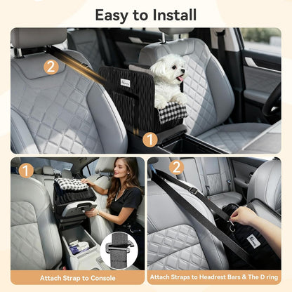 Center Console Dog Car Seat - Portable Armrest Booster Car Seats for Small Dogs, Detachable Washable Pet Carriers Puppy Essentials- Support Pet Up to 11lbs