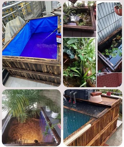 Above Ground Fish Pond,Solid Wood Frame Koi Tank with Drain Valve,Canvas Turtle Pool,Wooden Aquarium for Koi Carp or Hydroponic Cultivation 47 * 31.5 * 27.5in / 137Gal