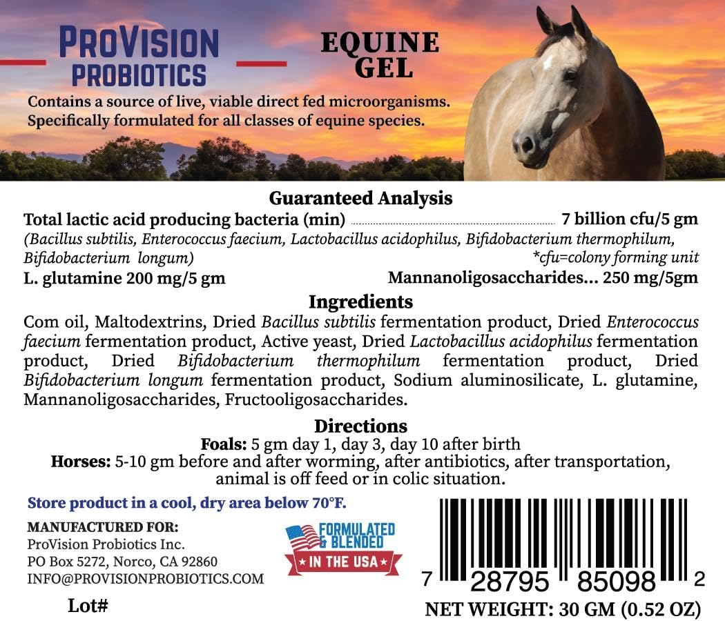 Gel (5 Pak) 30 ml Tubes, 6 Servings Each – Probiotic Paste with Live Microorganisms for Digestive Health, Gut Balance & Immune Support for Horses