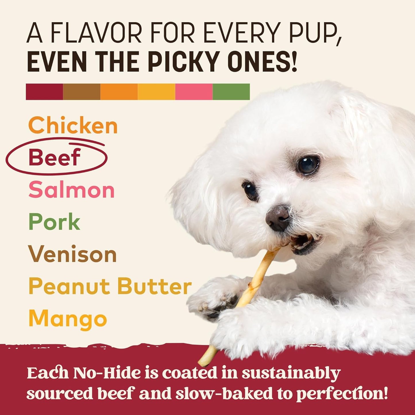 Earth Animal No Hide Stix - Long Lasting Rawhide Free Small Dog Chews Sticks, Beef - 10 Count