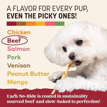 Earth Animal No Hide Stix - Long Lasting Rawhide Free Small Dog Chews Sticks, Beef - 10 Count