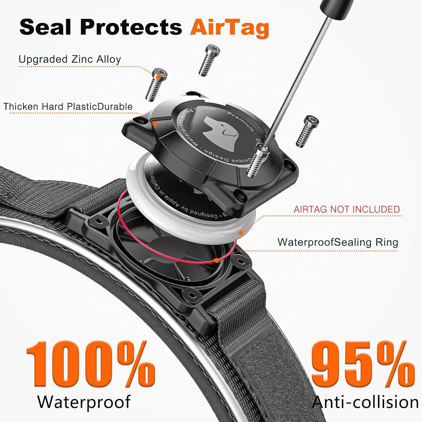 2025 New and Improved AirTag Dog Collar, Military Tactical Dog Collar with AirTag Holder - Adjustable Control Handle, Durable Metal Buckle, Comfortable GPS Dog Collars (M, Black)