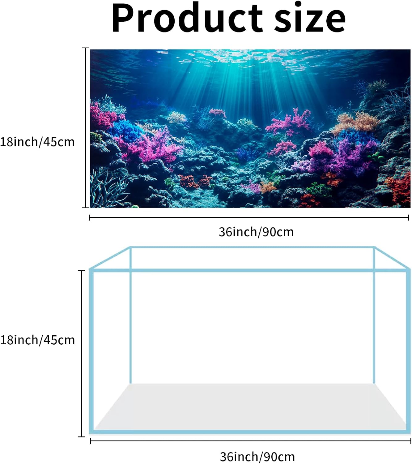 COMSUN 3 Pack Aquarium Background, 36x18 inches Polyester Aquarium Background, Cloth Fish Tank Background, Undersea Corals Sunshines & Rock Aquatic Plants