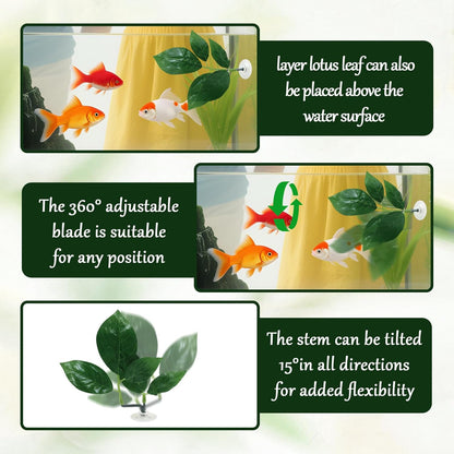 3 Pcs Betta Fish Leaf Hammock, Plastic Betta Leaves with Suction Cups, Betta Fish Leaf Pad Simulating The Natural Habitat for Sleeping Resting Hiding Playing Breeding, Fish Tank Accessories, Green