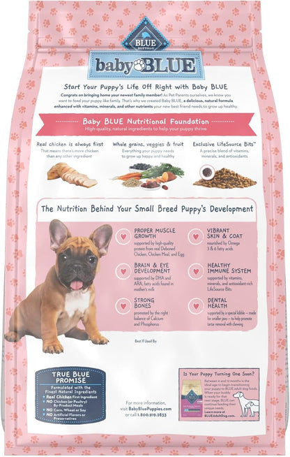 Blue Buffalo Baby Blue Natural Small Breed Puppy Dry Dog Food, Healthy Growth Formula with DHA, Chicken and Oatmeal Recipe, 4-lb Bag