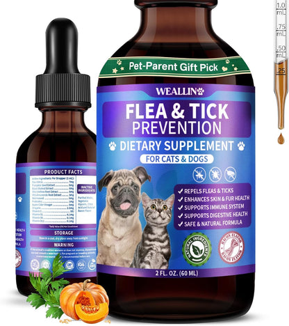 Flea and Tick Support for Dogs and Cats Natural Flea Treatment Drops with Multivitamin for Pets Oral Flea & Tick Prevention for Dogs and Cats Flea Herbal Drops for All Breeds and Ages