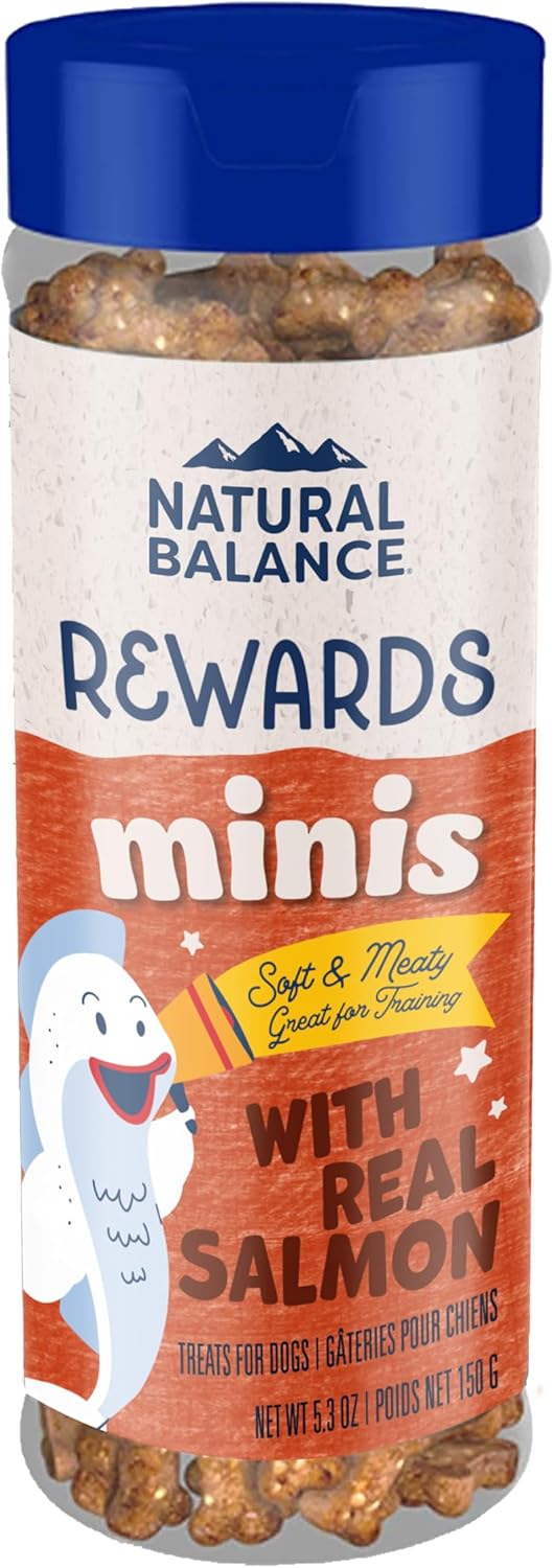 Natural Balance Limited Ingredient Mini-Rewards Salmon Grain-Free Dog Training Treats for Dogs | 5.3 Ounce Canister