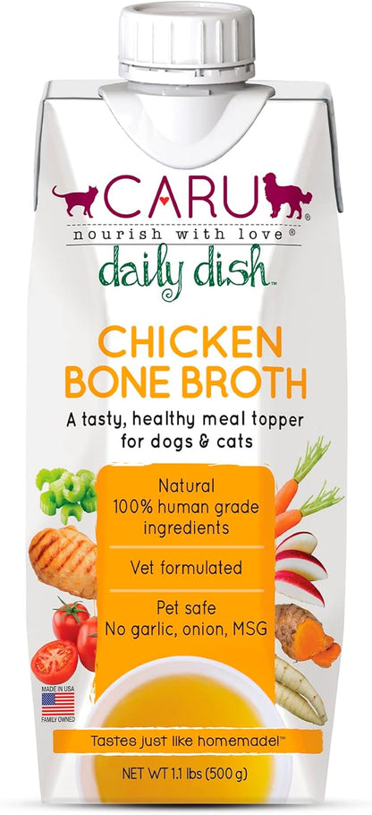 CARU Daily Dish Chicken Broth Meal Topper for Dogs and Cats - 1.1 lbs
