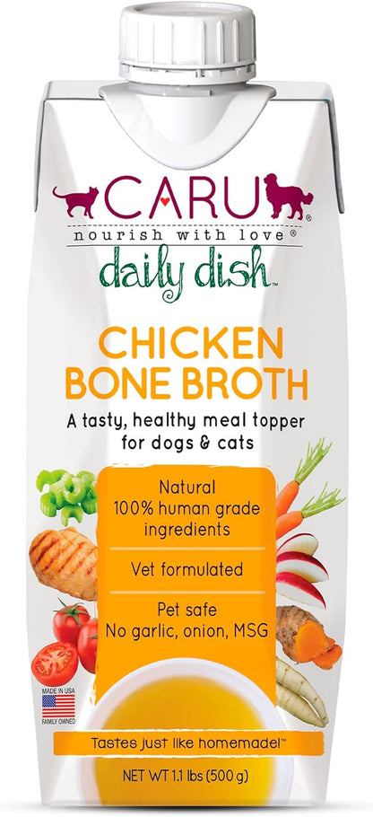 CARU Daily Dish Chicken Broth Meal Topper for Dogs and Cats - 1.1 lbs