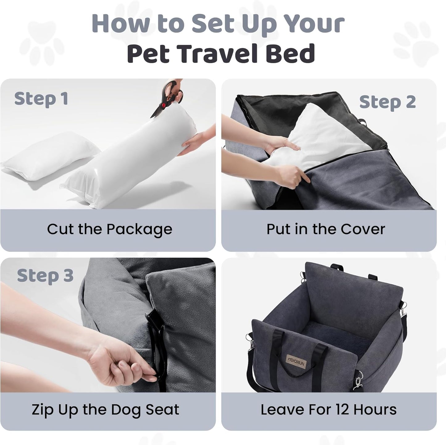 Cozy Dog Car Seat for Medium Dogs, Soft Dog Bed for Car, Safety Travel Bed & Portable Pet Carrier, Removable & Washable with Storage Pockets, Clip-On Safety Belt