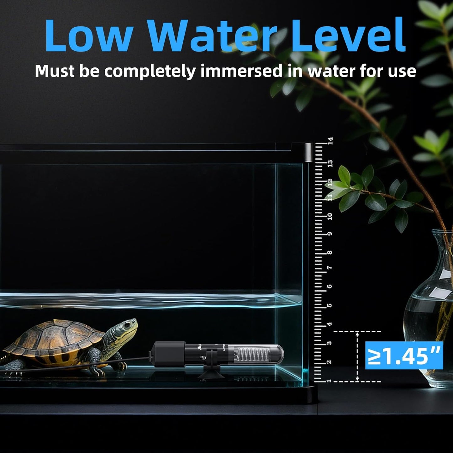 Fish Tank Heater for Aquarium - 50W Aquarium Heater, Small Submersible Tank Heaters with Mini Aquariums Thermometer for Betta Turtle Saltwater Freshwater 5-10 Gallon Tanks(Preset 78℉)