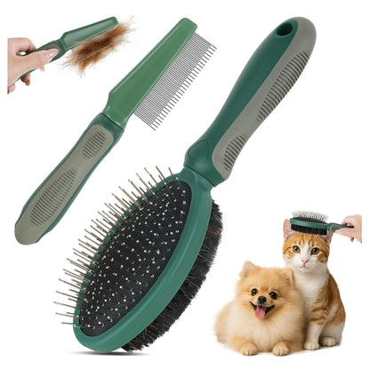 2PCS Pet Grooming and Deshedding Tools, 2-In-1 Double-Sided Cat Brush for Shedding and Bathing, Dogs & Cats Shedding Comb for Long and Short Haired Dogs Cats