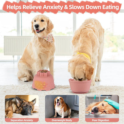 Dog Slow Feeder Lick Bowl-Anxiety Relief Dog Licking Mat Treat Dispenser with Bottom Suction for Small Medium and Large Breed Dogs, BPA Free Silicone